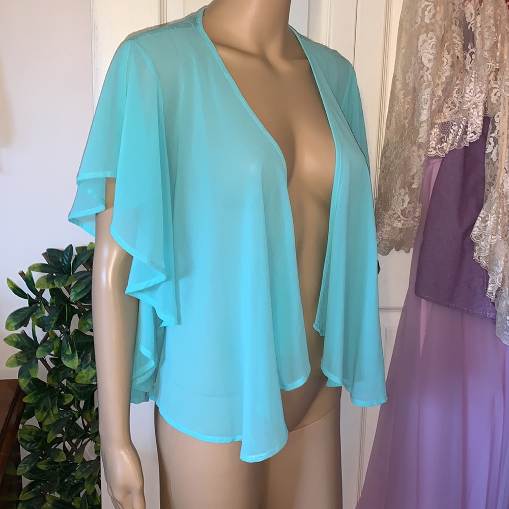 Y2K sheer draped wrap bolero cardigan jacket top M